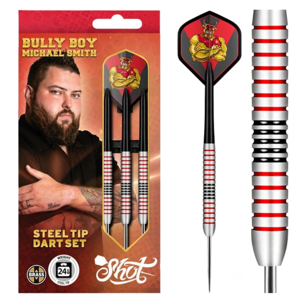 Shot Michael Smith 'Bully Boy' Plated Brass Steel Tip Darts Set-1-24 GRAM-Premier Darts