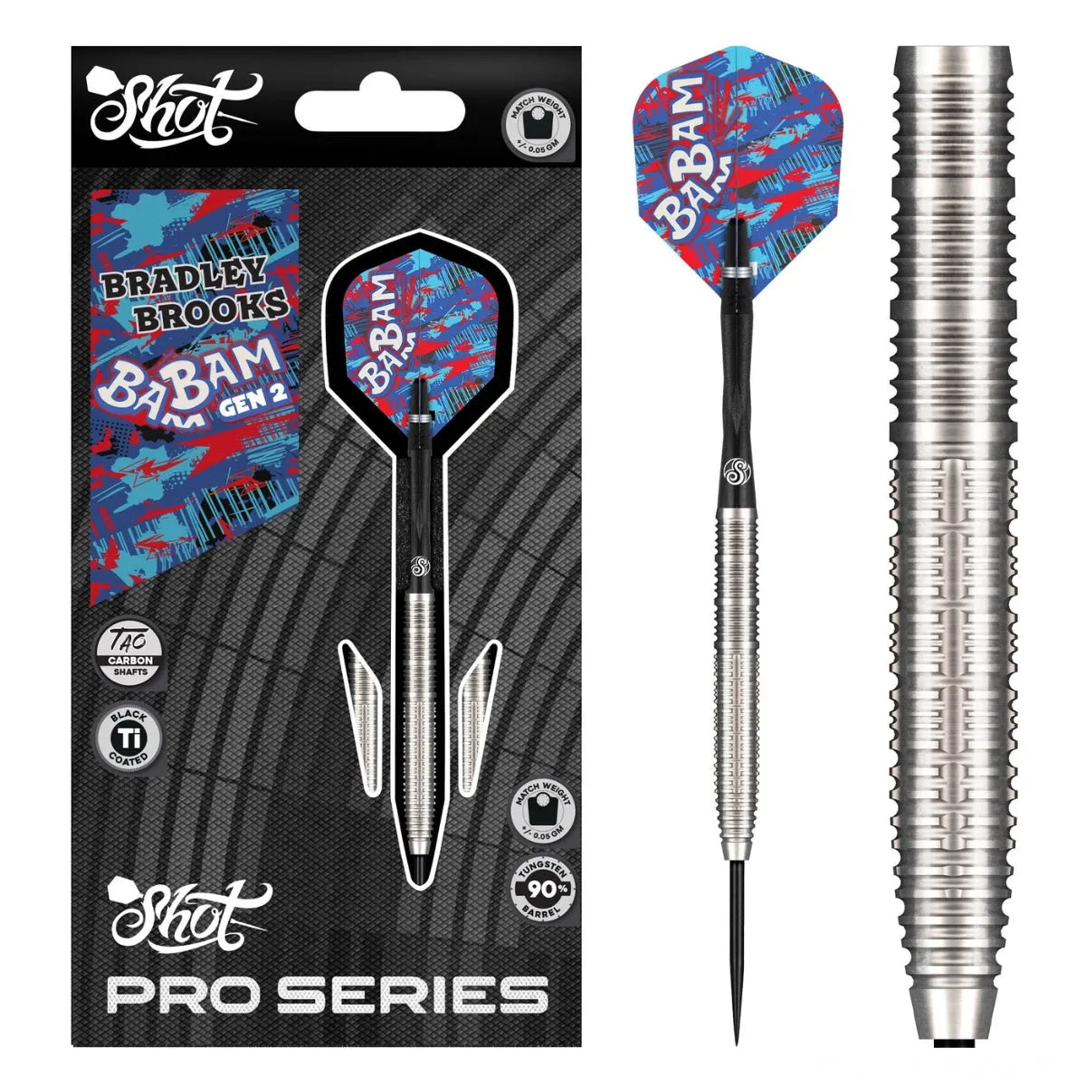 Shot Pro Series Bradley Brooks Gen 2 90% Tungsten Steel Tip Darts-Darts-1-Shot-Pro-Series-Bradley-Brooks-Gen-2-90-Tungsten-Steel-Tip-Darts-Premier Darts