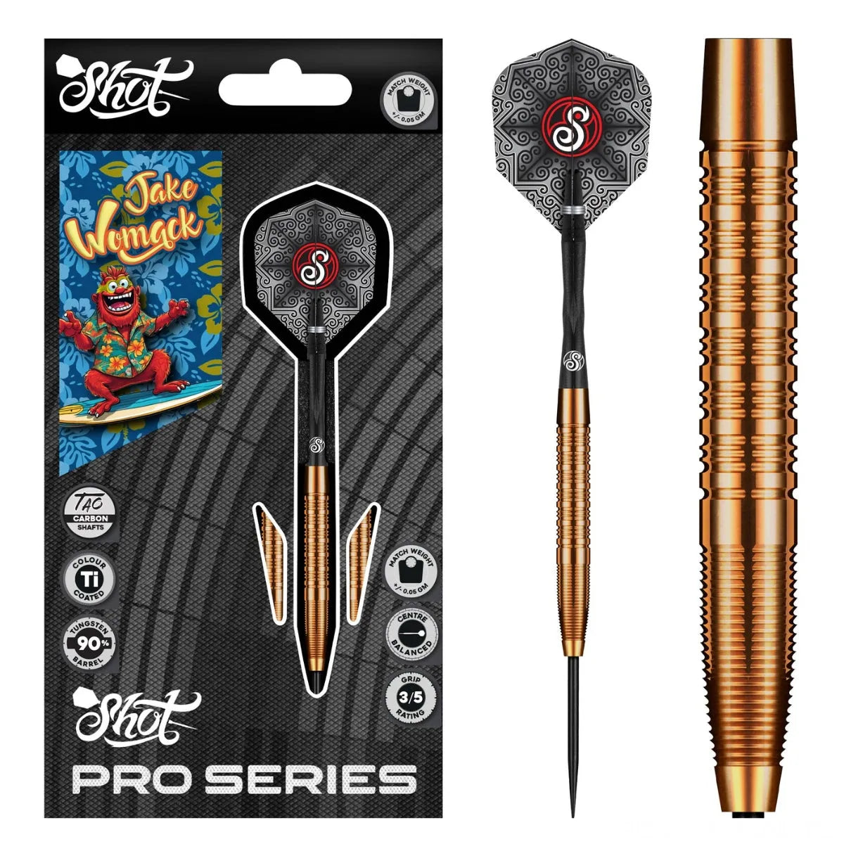 Shot Pro Series Jake Womack 90% Tungsten Steel Tip Darts-Darts-1-Shot-Pro-Series-Jake-Womack-90-Tungsten-Steel-Tip-Darts-Premier Darts