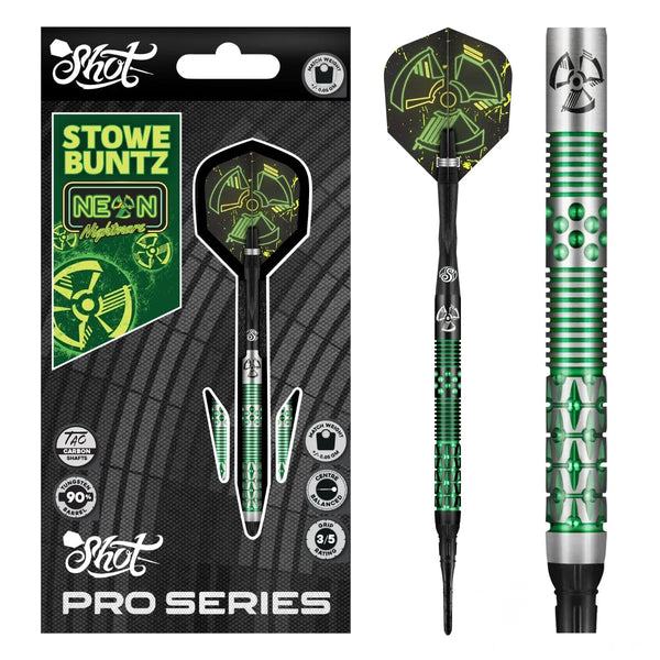 Shot Pro Series Stowe Buntz 2.0 90% Tungsten Soft Tip Darts-1-21 GRAM-Premier Darts