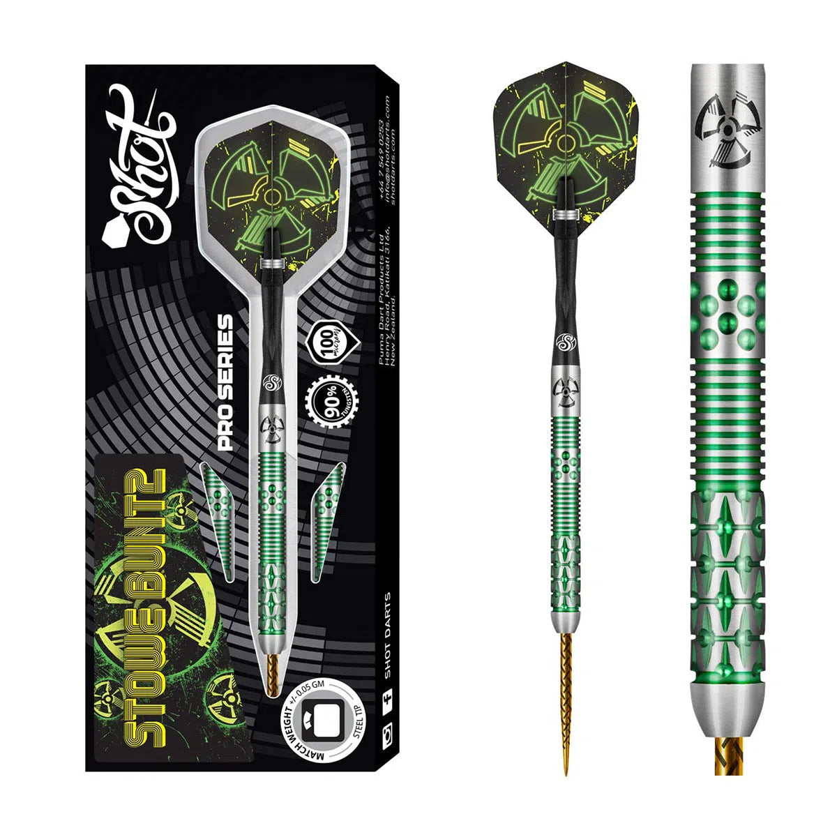 Shot Stowe Buntz 2.0 90% Tungsten Steel Tip Darts – Premier Darts