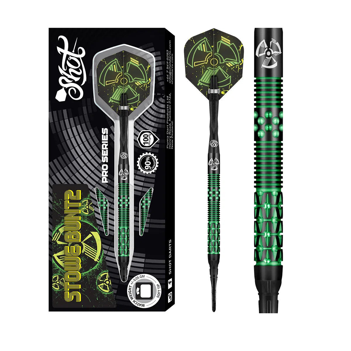 Shot Pro Series Stowe Buntz 2.0 Black 90% Tungsten Soft Tip Darts