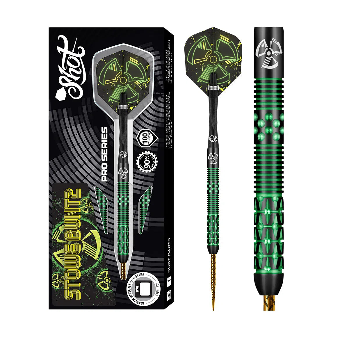 Shot Pro Series Stowe Buntz 2.0 Black 90% Tungsten Steel Tip Darts