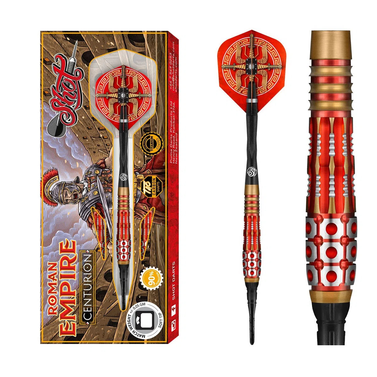 Shot Roman Empire Centurion 90% Tungsten Soft Tip Darts