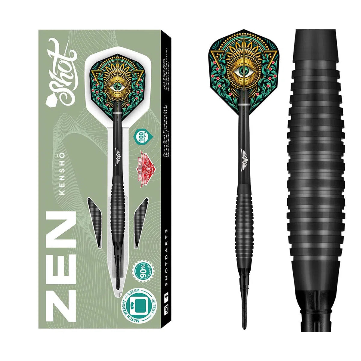 Shot Zen Series Kensho 90% Tungsten Soft Tip Darts