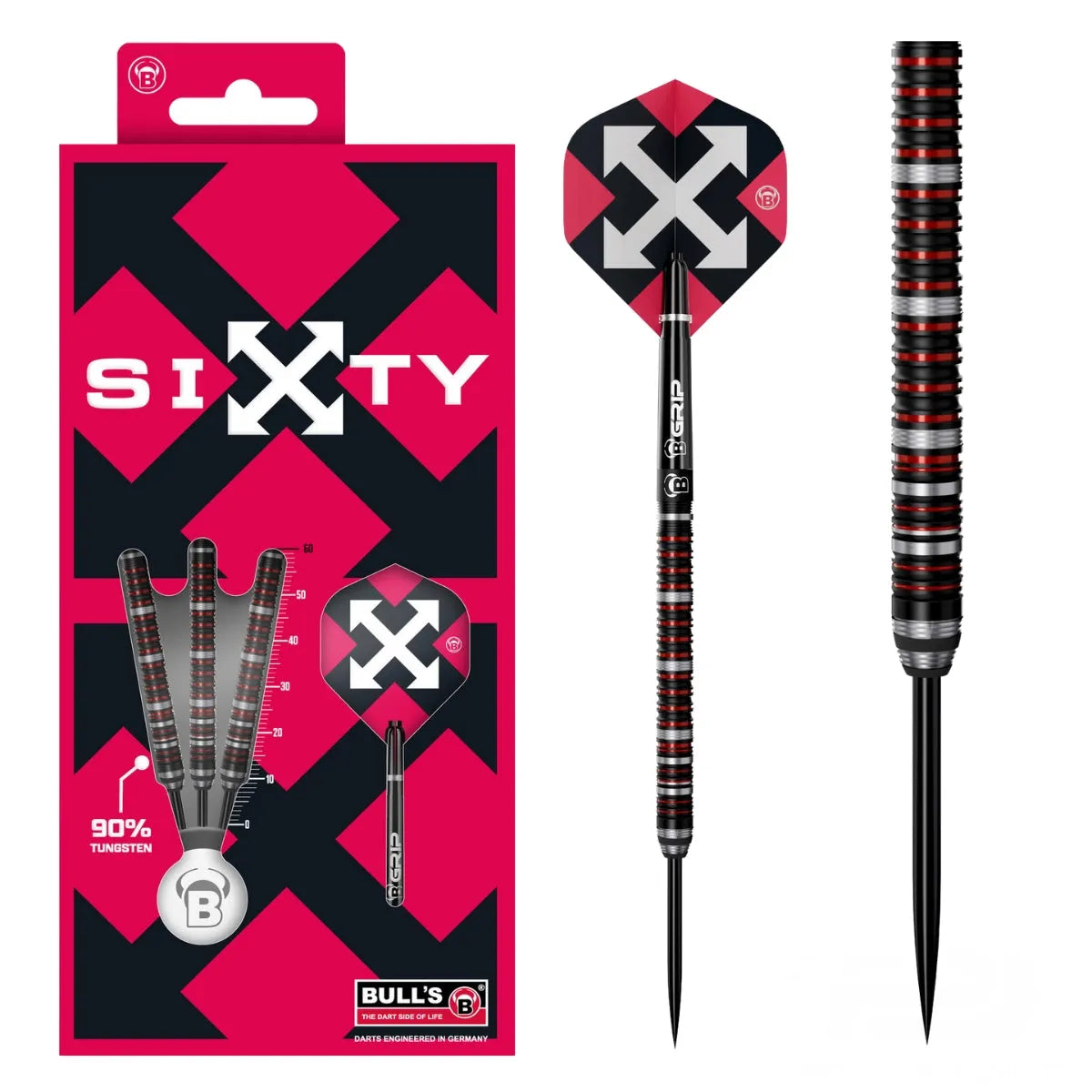 Bull's DE Sixty S2 90% Tungsten Steel Tip Darts-1-21 GRAM-Premier Darts