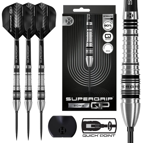 Harrows Supergrip QP Bomb 90% Tungsten Steel Tip Darts-1-23 GRAM-Premier Darts