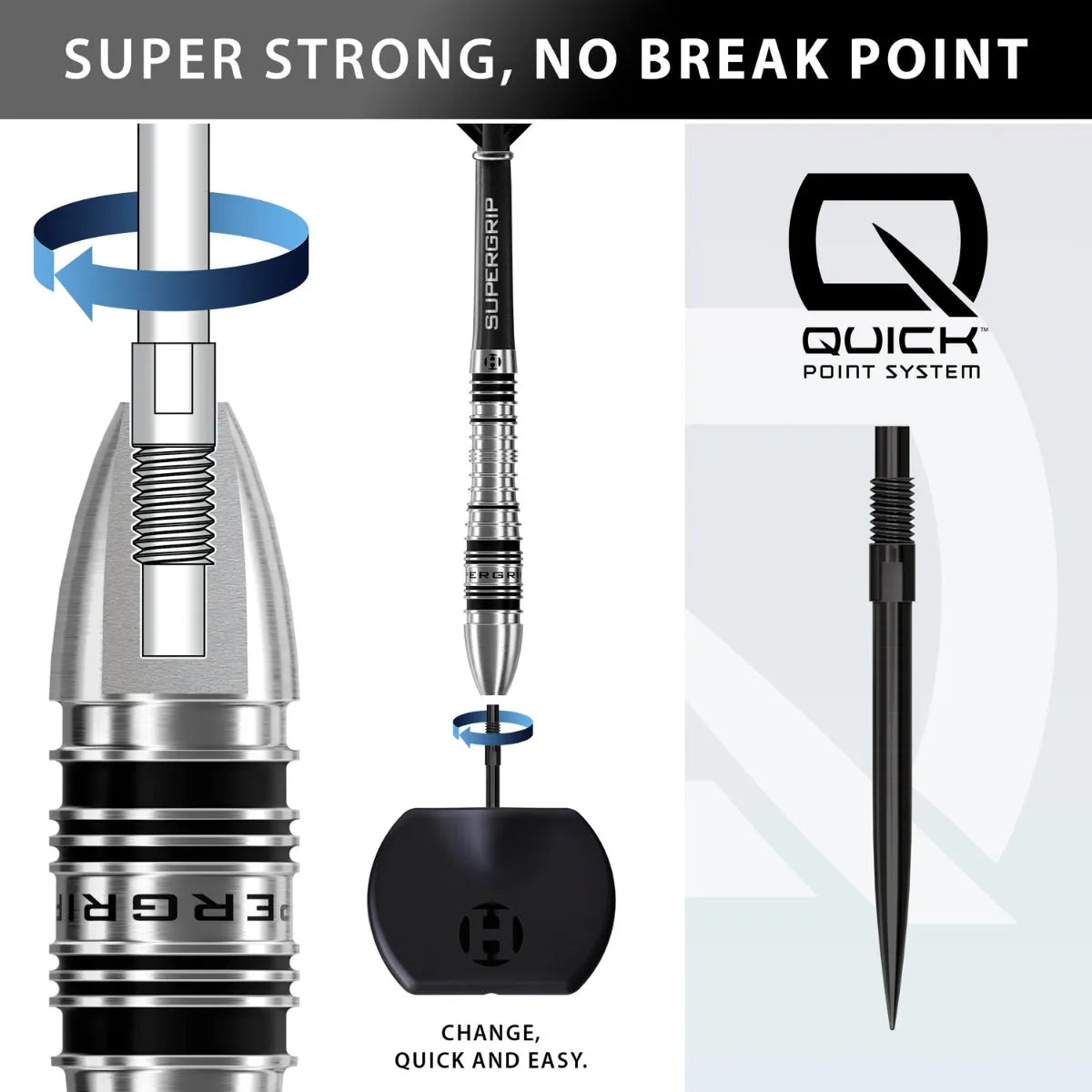 Harrows Supergrip QP Bomb 90% Tungsten Steel Tip Darts-2-23 GRAM-Premier Darts