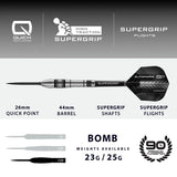 Harrows Supergrip QP Bomb 90% Tungsten Steel Tip Darts-4-23 GRAM-Premier Darts