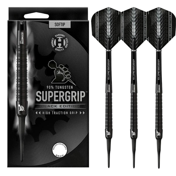 Harrows Supergrip Black 90% Tungsten Soft Tip Darts-1-16 GRAM-Premier Darts