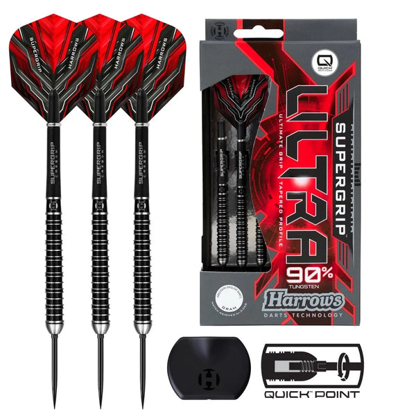 Harrows Supergrip Ultra QP 90% Tungsten Steel Tip Darts-1-21 GRAM-Premier Darts