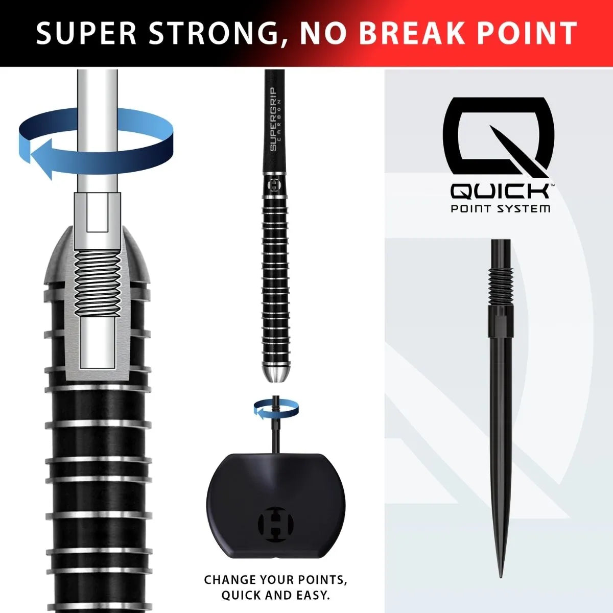 Harrows Supergrip Ultra QP 90% Tungsten Steel Tip Darts-3-21 GRAM-Premier Darts
