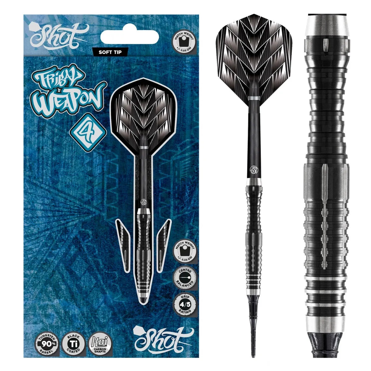 Shot Tribal Weapon 4 90% Tungsten Soft Tip Darts-1-18 GRAM-Premier Darts