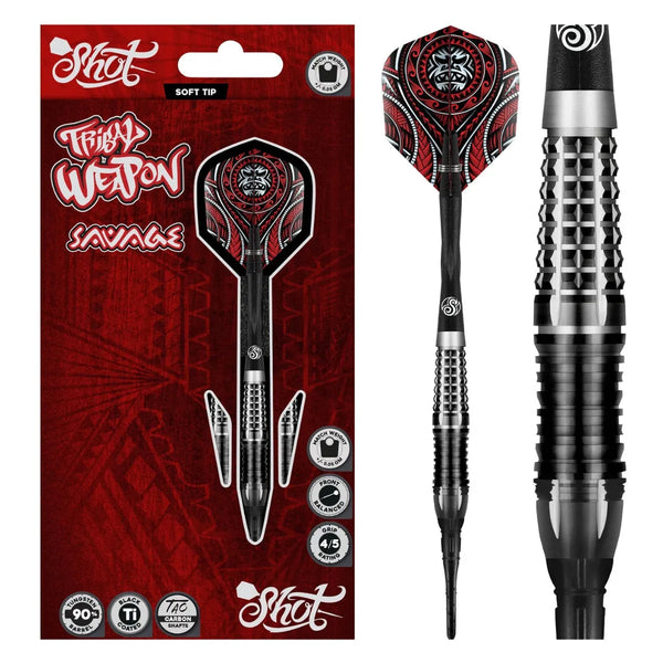Shot Tribal Weapon Savage 90% Tungsten Soft Tip Darts-1-18 GRAM-Premier Darts