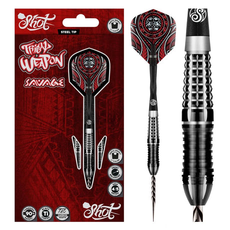 Shot Tribal Weapon Savage 90% Tungsten Steel Tip Darts-1-22 GRAM-Premier Darts