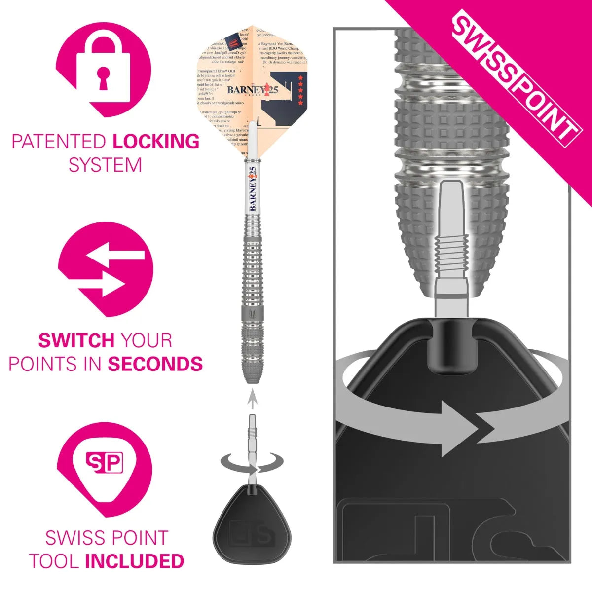 Target Barney 25 95% Tungsten Steel Tip Darts