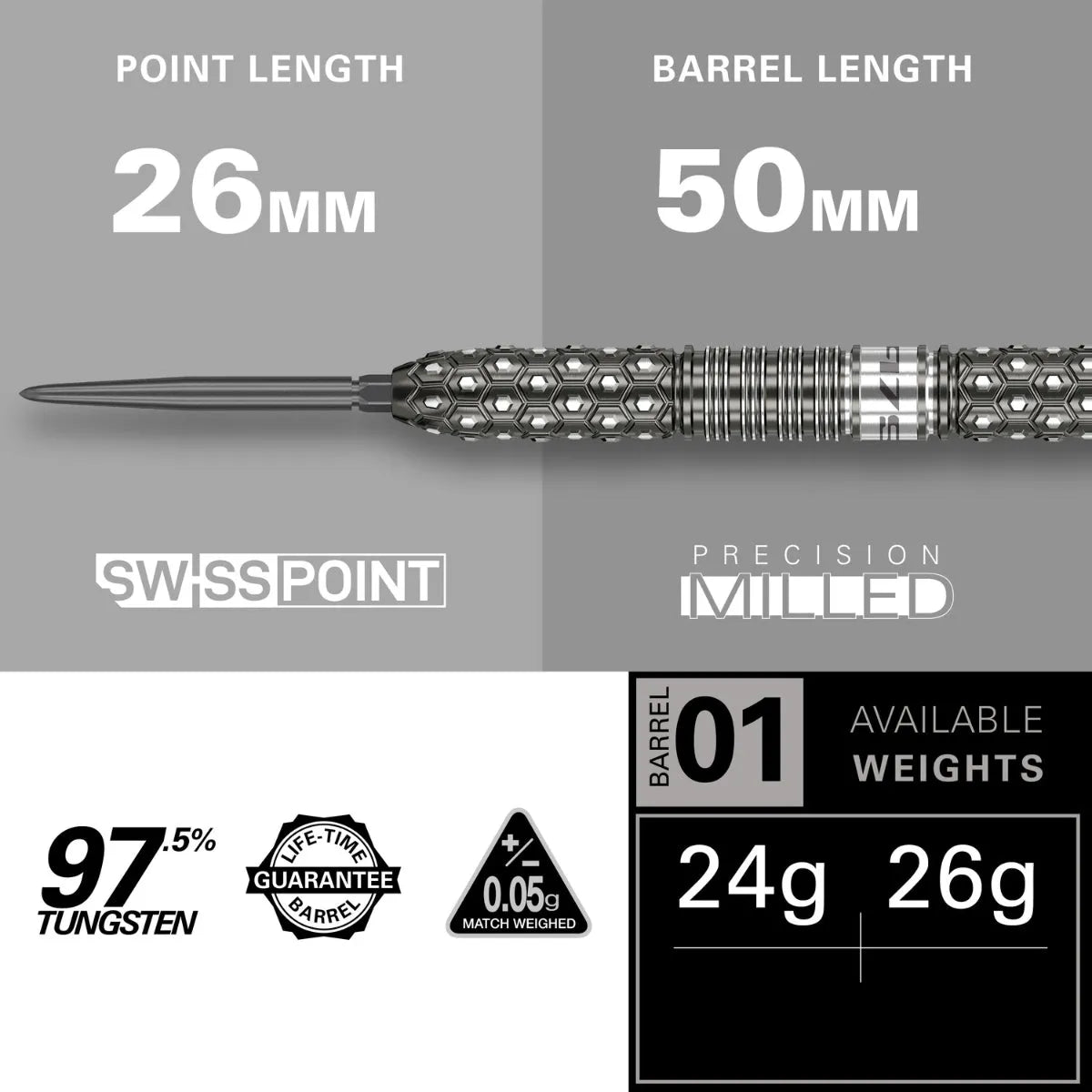 Target Darts 975 01 97.5% Tungsten Steel Tip Darts