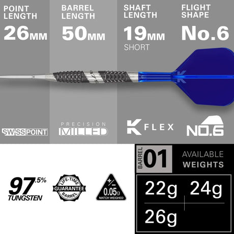 Target Darts 975 Ultra Marine 01 SP 97.5% Tungsten Steel Tip Darts