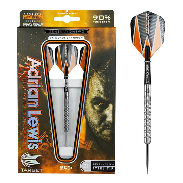 Target Darts Adrian Lewis Gen 2 90% Tungsten Steel Tip Darts-1-21 GRAM-Premier Darts
