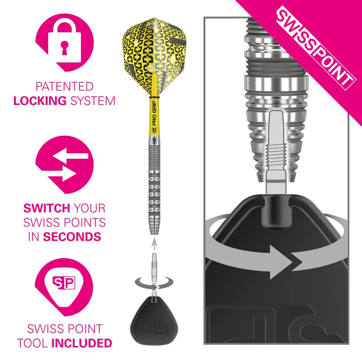 Target Darts Bolide 01 90% Tungsten Steel Tip Darts