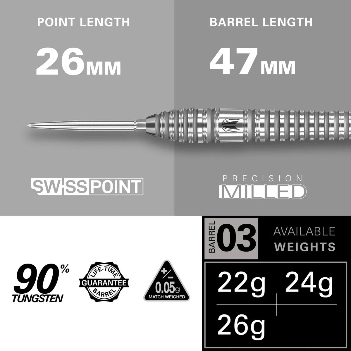 Target Darts Bolide 03 90% Tungsten Steel Tip Darts