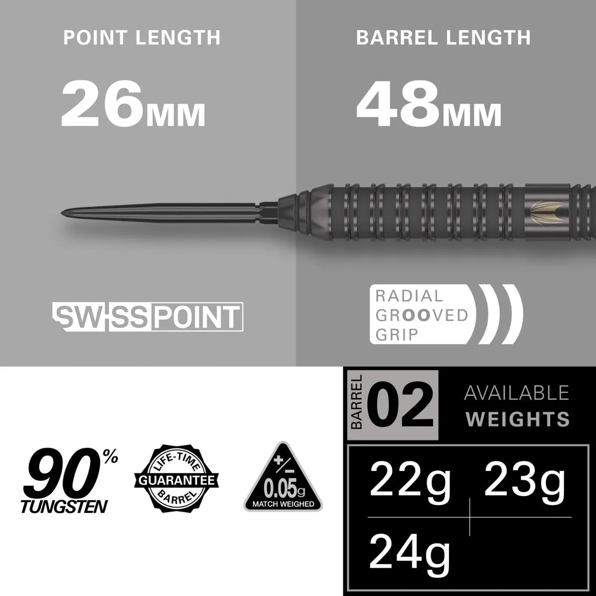 Target Darts Bolide Void 02 90% Tungsten Steel Tip Darts