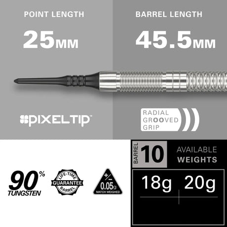 Target Darts Crux 10 90% Tungsten Soft Tip Darts