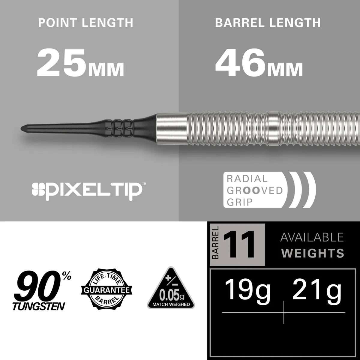 Target Darts Crux 11 90% Tungsten Soft Tip Darts