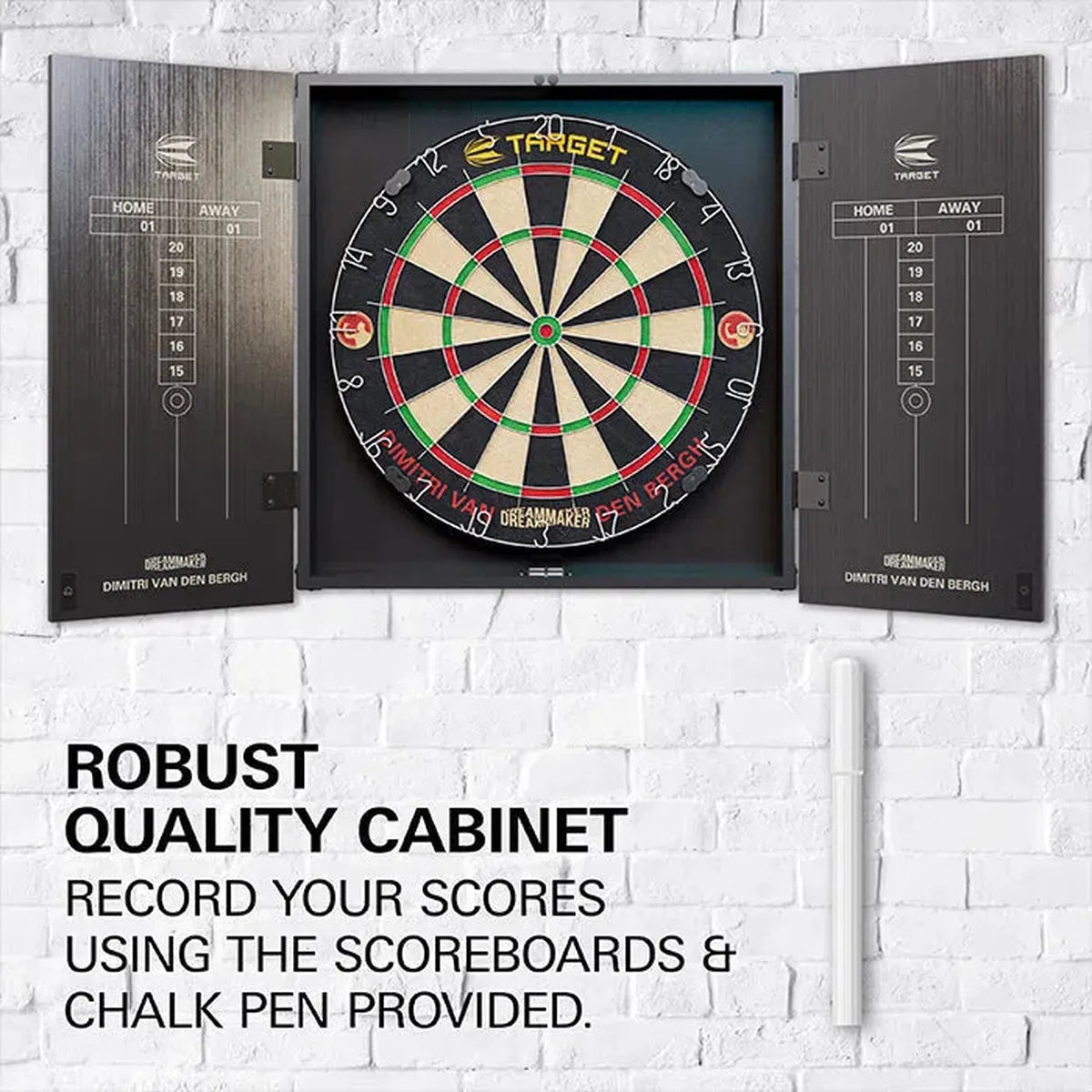 Target Darts Dimitri Van Den Bergh Cabinet & Board Set