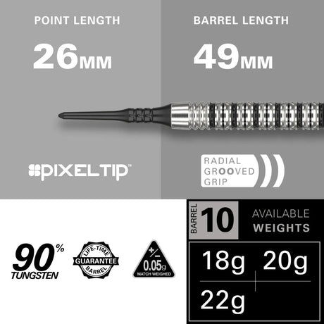 Target Darts Exo 10 90% Tungsten Soft Tip Darts