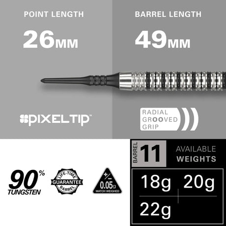 Target Darts Exo 11 90% Tungsten Soft Tip Darts