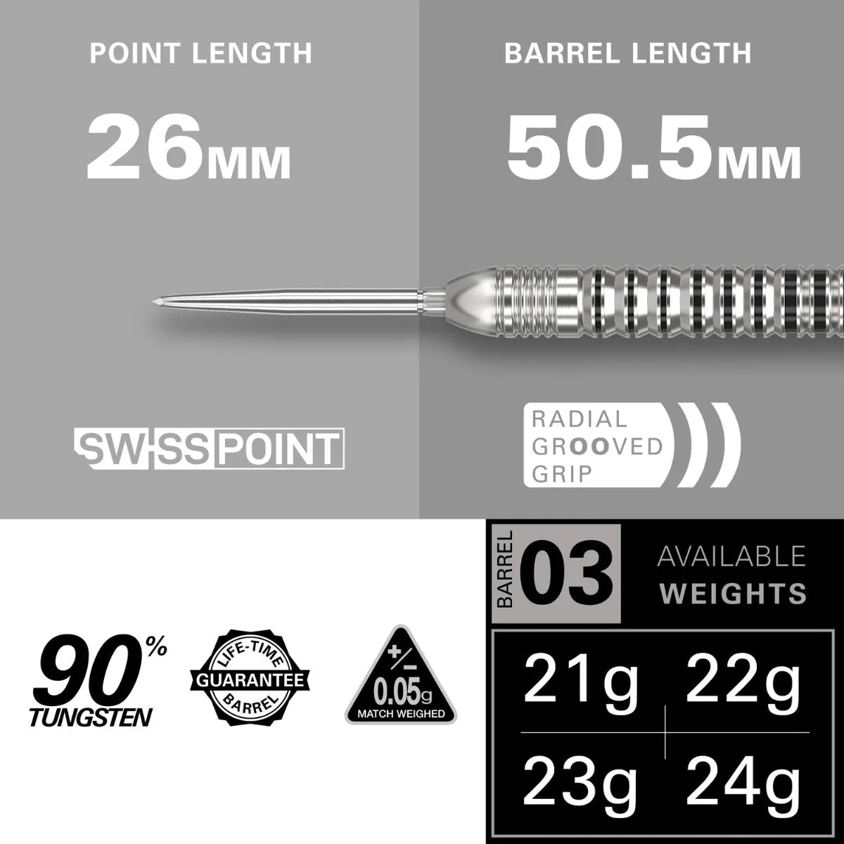 Target Darts Exo SP03 90% Tungsten Steel Tip Darts