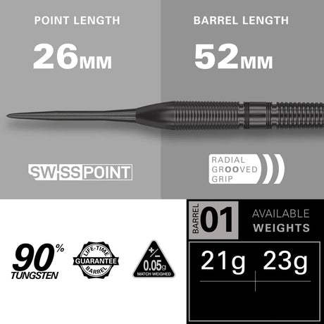 Target Darts Gabriel Clemens Black 90% Tungsten Steel Tip Darts-4-21 GRAM-Premier Darts