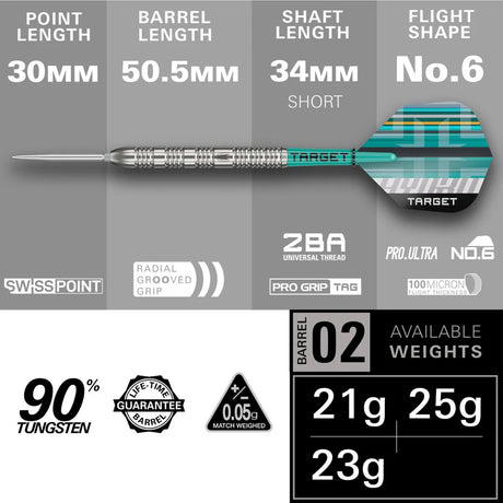 Target Darts Hydro 02 SP 90% Tungsten Steel Tip Darts