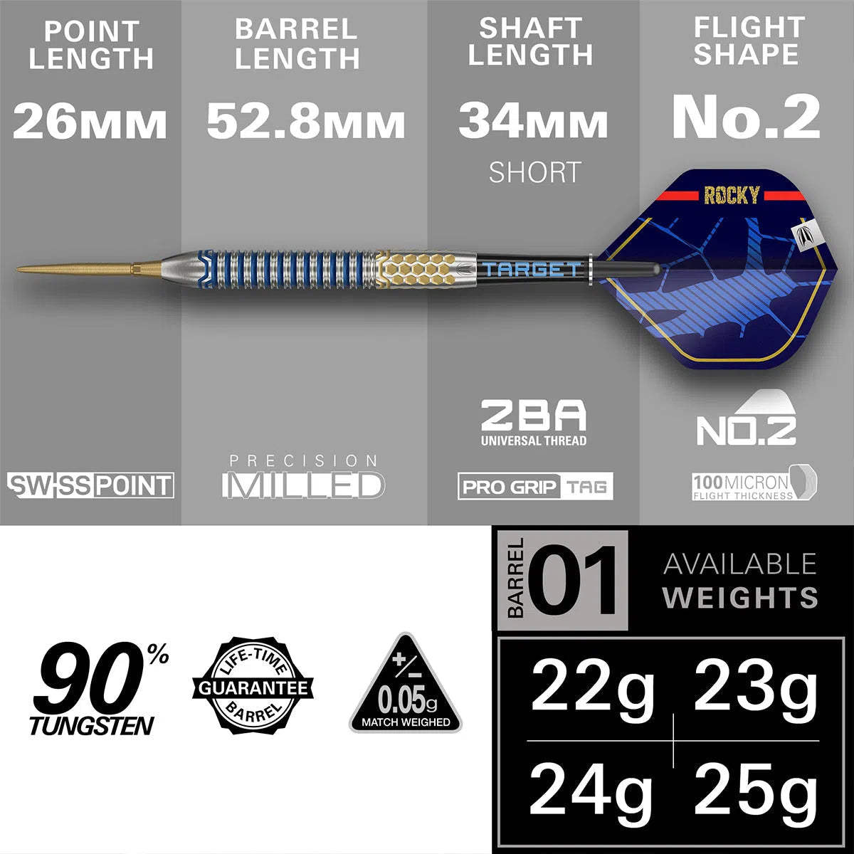 Target Darts Josh Rock Gen 1 SP 90% Tungsten Steel Tip Darts