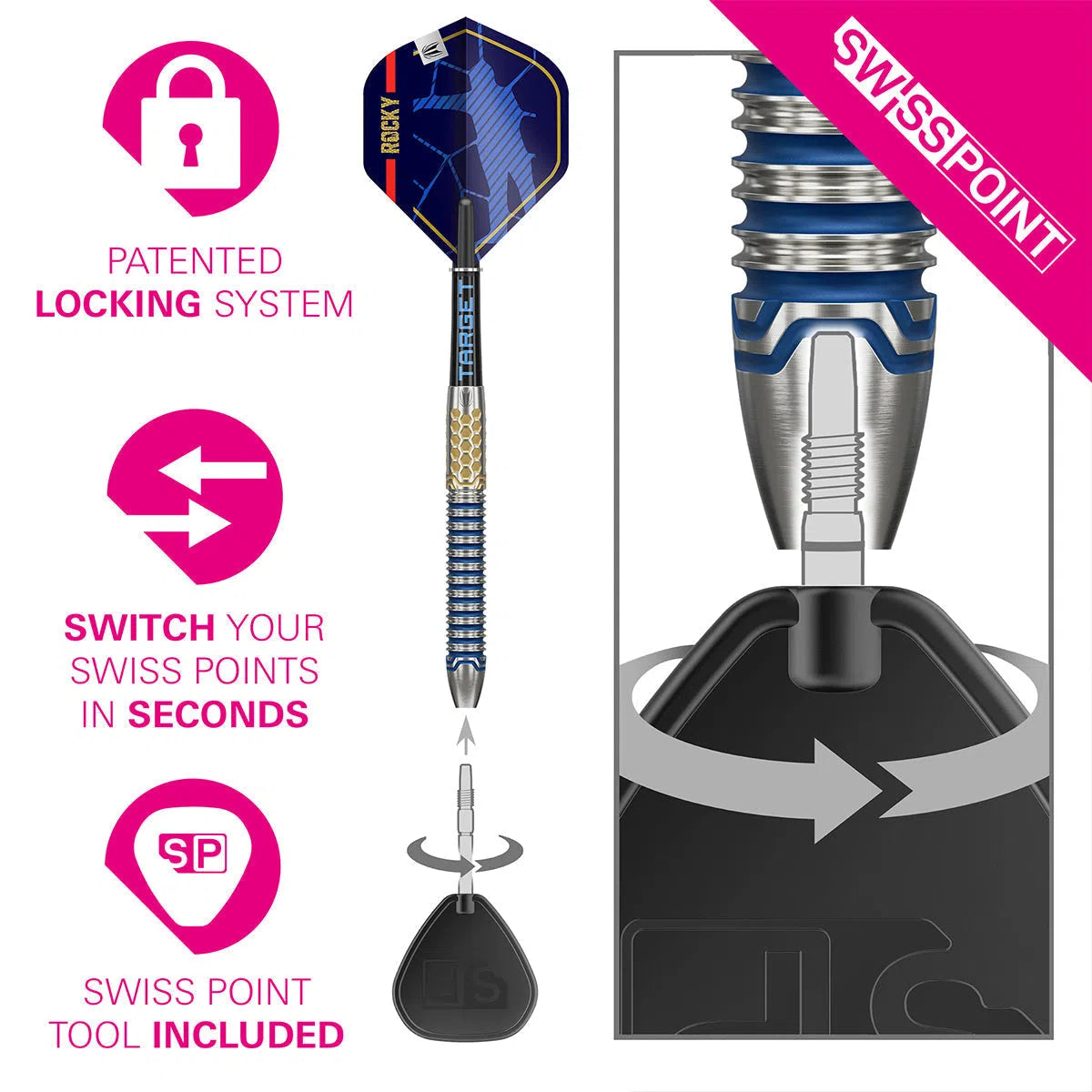 Target Darts Josh Rock Gen 1 SP 90% Tungsten Steel Tip Darts