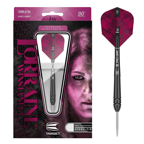 Target Darts Lorraine Winstanley 90% Tungsten Black Steel Tip Darts-1-22 GRAM-Premier Darts