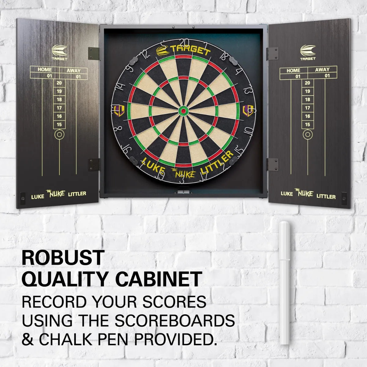 Target Darts Luke Littler Cabinet & Board Set
