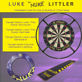 Target Darts Luke Littler GOLD Bundle - Surround, Mat, Dartboard and Corona Light