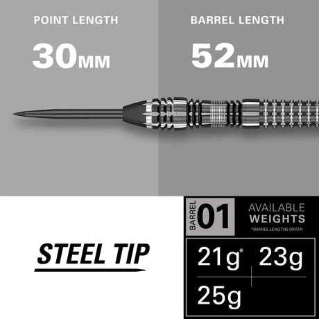 Target Darts Phil Taylor Power 8Zero 4 Black 80% Tungsten Steel Tip Darts