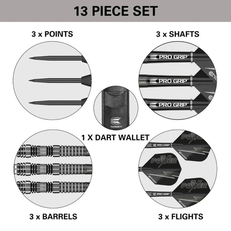 Target Darts Phil Taylor Power 8Zero 4 Black 80% Tungsten Steel Tip Darts