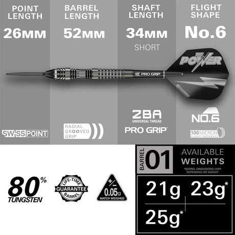Target Darts Phil Taylor Power 8Zero 4 SP 80% Tungsten Steel Tip Darts