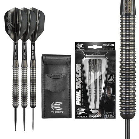Target Darts Phil Taylor Power 8Zero Black 80% Tungsten Steel Tip Darts