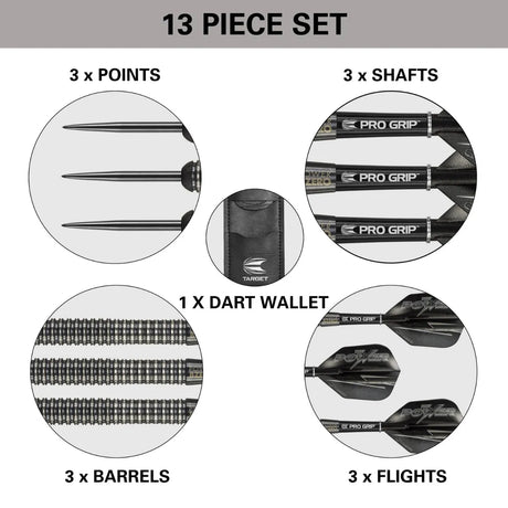 Target Darts Phil Taylor Power 8Zero Black 80% Tungsten Steel Tip Darts