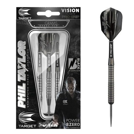 Target Darts Phil Taylor Power 8Zero Black 80% Tungsten Steel Tip Darts