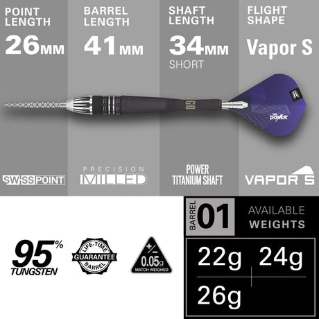Target Darts Phil Taylor Power 9Five Gen 10 SP 95% Tungsten Steel Tip Darts