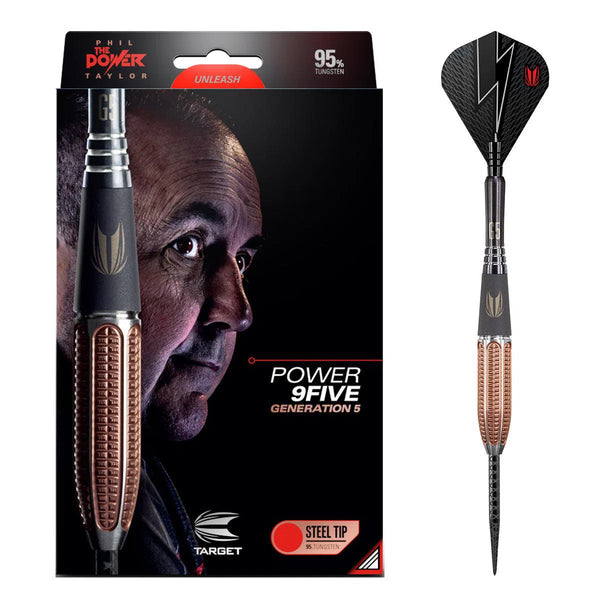 Target Darts Phil Taylor Power 9Five Gen 5 95% Tungsten Steel Tip Darts-1-22 GRAM-Premier Darts
