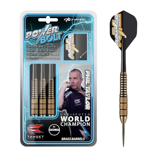 Target Darts Phil Taylor Power Bolt Knurled Brass Steel Tip Darts-1-22 GRAM-Premier Darts
