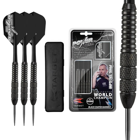 Target Darts Phil Taylor Power Storm Black Brass Steel Tip Darts
