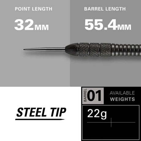 Target Darts Phil Taylor Power Storm Black Brass Steel Tip Darts